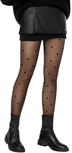 SHOP-STORY Collants Thermiques Doublure Polaire Effet Peau à Motifs Petits Coeurs – Chaleur et Confort Hiver, Taille Unique Noir (34 à 40)