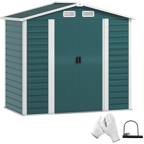 Outsunny Caseta de Jardín Exterior 2,36m² 213x120x194 cm Verde Oscuro