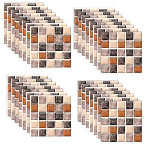 Kufeiper 30Pcs Adesivi per Piastrelle Cucina e Bagno,PVC Mattonelle Adesive,Adesivi per Piastrelle Autoadesive per Bagno Cucina(20x20cm)
