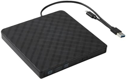 TUdcgjSXF External Portable DVD Burner 2 in 1 USB 3.0 Type-C Slim Protectable CD RW Optical Drive ROM Player for Laptop Desktop