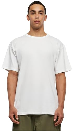URBAN CLASSICS Men's Oversized Tee Shirt, Long Oversized T-Shirt with Round Neckline & Dropped Shoulders, Men's Basic Plain T-Shirt, 100% Cotton Tall Tee, Colour: white, Size: X-Large