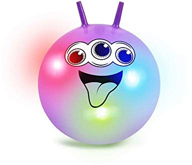 Tobar Flashing Space Hopper Bounce Ball Toy - Foot Pump Included, Fluo