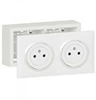 Legrand - Kit double prise de courant 2P+T Surface dooxie 16A précâblées livrée avec cadre pour montage en saillie finition blanc