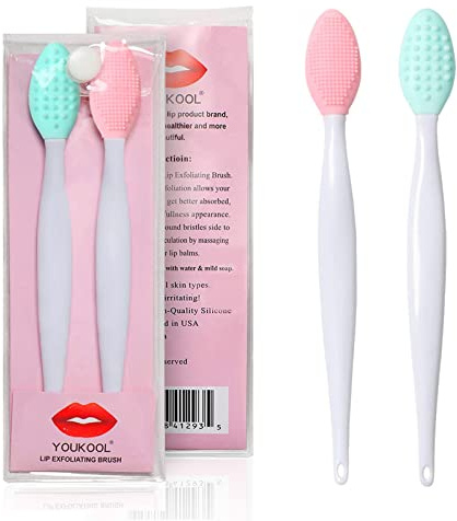 Lip Scrub Brush,Lip Scrubber Exfoliator,Double-Sided Silicone Lip Exfoliating Tool,Gentle Lip Exfoliator Scrubber Brush for Smooth,Soft,Bright,and Healthy Lips(2 PCS)
