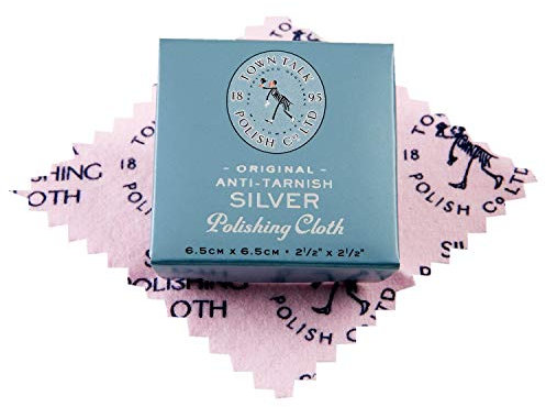 TOWN TALK Chiffon de polissage Dinky - Application : argent - Donne à vos bijoux un éclat durable - Convient pour une utilisation rapide en déplacement ou comme petit cadeau - 6,5 x 6,5 cm - 315536