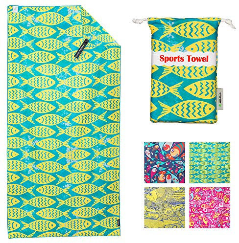 4Monster Mikrofaser Strandtuch Ultra Leicht, Sandabweisendes Handtuch Schnelltrocknend, Saugfähiges Sporthandtuch für Strand Pool Wassersport Yoga Fitness (Grün, 80 x 160 cm)