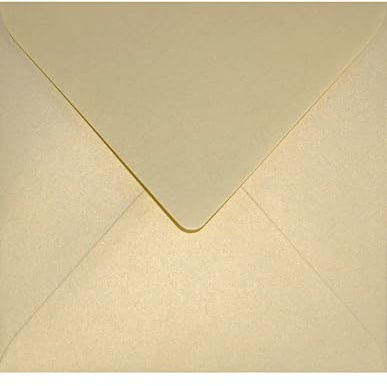 Netuno 100 quadratische Umschläge Perlmutt-Vanille 15,3x15,3 cm metallisch | 120g Aster Metallic Gold Ivory · elegante festliche goldene Kuverts für Hochzeit, Weihnachten, Jubiläum & Silvester