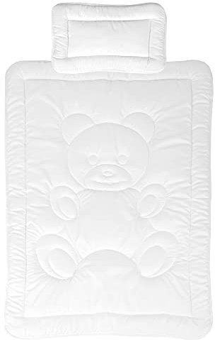 Bestlivings Kinder Betten Set, 100x135cm + 40x60cm, Kinderdecke Kinderkissen, Baby Betten Set mit Bärchen-Steppung