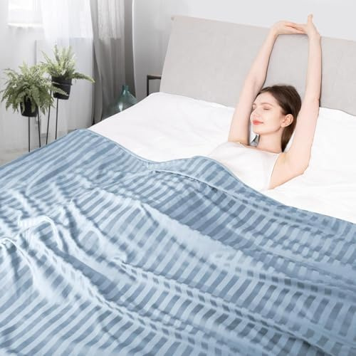 Elegear Revolutionerande Kylfilt Queen, Absorberar värme för att hålla kroppen sval vid nattliga svettningar, dubbelsidig Arc-Chill3.0 kylfiber Q-Max>0,5, lätta sommarfiltar för sömn 198 x 218 cm