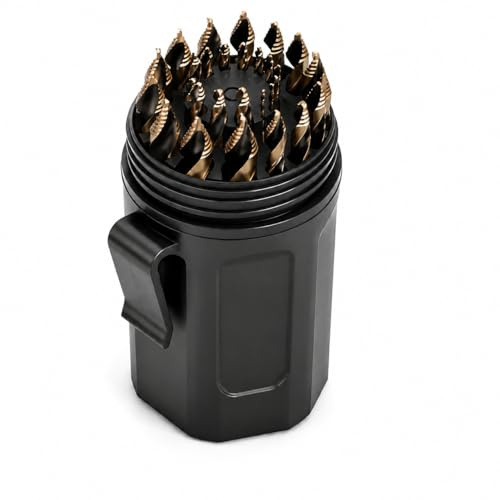 Steel Vision 29pc Hex Hyper-Step Stepped Tip Drill Bit Set - 1/16 to 1/2 Tungsten-Cobalt Alloy Drill Bit, No Pilot Hole Needed, Durable and Precise for Metal Drilling