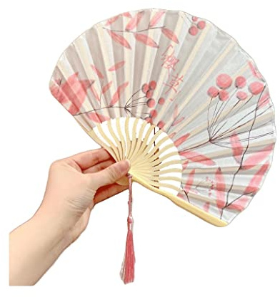 Ventilateur pliant Ventilateur de pliage en bambou de style chinois Floral Floral Fans Modèle Vintage Motif coloré Fans de poche Mini été for les filles éventails pliants chinois ( Color : Pink )