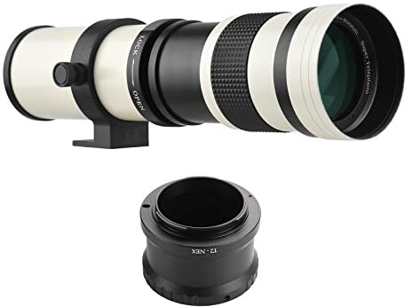 Andoer Appareil Photo MF Objectif Zoom Super téléobjectif F / 8.3-16 420-800mm Monture T avec Bague adaptatrice de Monture NEX Remplacement de Filetage Universel 1/4 pour Appareil Photo