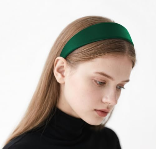axy Breiter Haarreif mit Satin bezogen Damen Haarband Vintage Klassik-Look Hairband Stirnband HRK1 (Grün)
