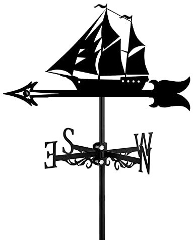 GirouetteFer Sloop Voilier Ornement Girouette Acier Inoxydable Girouette Indicateur de Direction Sloop & Phare (Voilier)