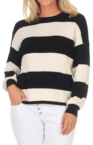 Only Onlatia-Jersey de Rayas L/S Suéter Mujer, Black/Stripes:whitecap Gray Melange, M