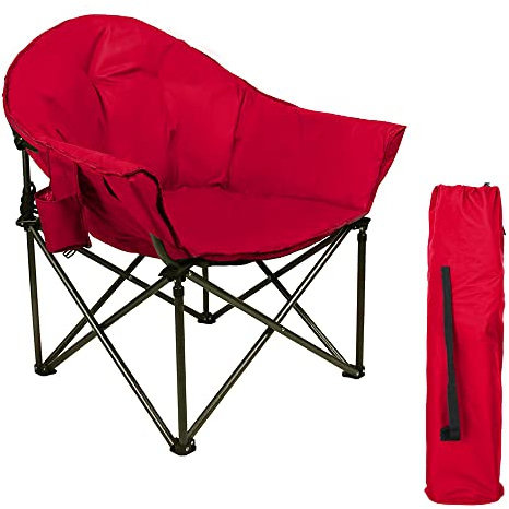 HIGH POINT SPORTS Campingstuhl Faltbar Moon Chair bis 150kg Moonchair XXL Klappstuhl Campingsessel Angelstuhl für Indoor Outdoor Camping Rot