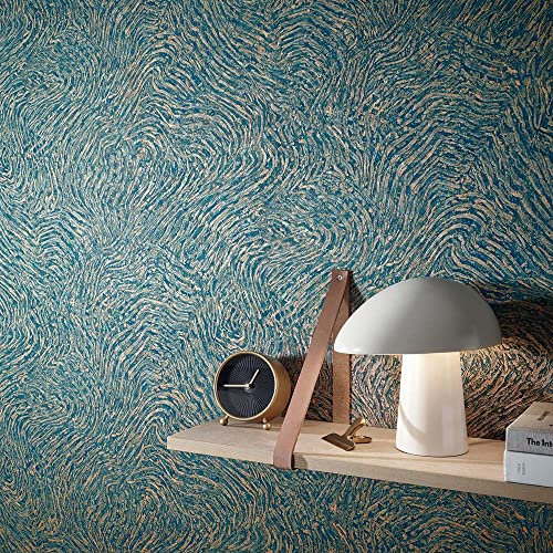 Erismann Vliestapete Petrol Kupfer Metallic Abstrakt Linienmuster 10303-19