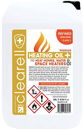 Clearell 20L HEATING OIL Premium Quality Kerosene for Heaters and Stoves | Compliant to BS2869C2 | Class 2 | 20 Litres