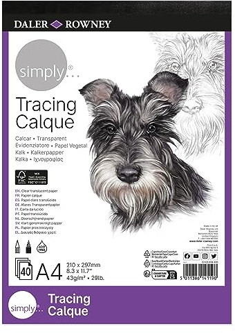 Daler Rowney Simply - Blocco di carta da lucido,43g/m,40 fogli