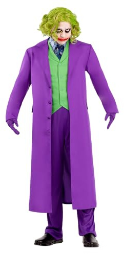 Funidelia Offizielles Joker Der Dunkle Ritter Kostüm für Herren mit Perücke, Joker Anzug für Erwachsene, Halloween- und Karnevalskostüme – Größe L