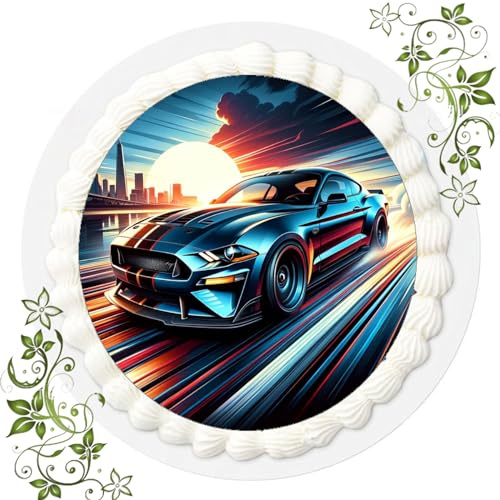 Für den Geburtstag ein Tortenbild, Zuckerbild mit Motiv Ferrari, Essbares Foto für Torten, Tortenbild, Tortenaufleger Ø 20cm FONDANT Muscle Car Nr. 7