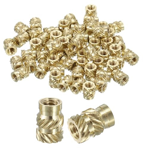 QUARKZMAN Gewindeeinsatz, 100 Stück M2 x 5mm L x 3,5mm Ø 3D-Druck Messingmuttern weibliche Einschmelzmutterne Messing Heat Set Einbettungsmuttern