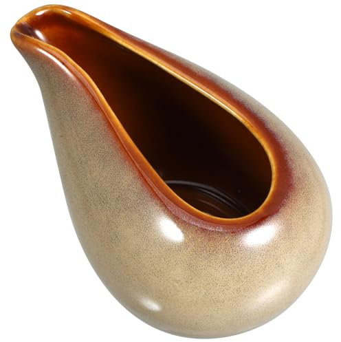 Amosfun Ceramic Gravy Boat, 100ml Brown Serving Jug for Cream Custard Sauces, Mini Ceramic Creamer Porcelain Creamer Pitcher, Thanksgiving Halloween Daily Used
