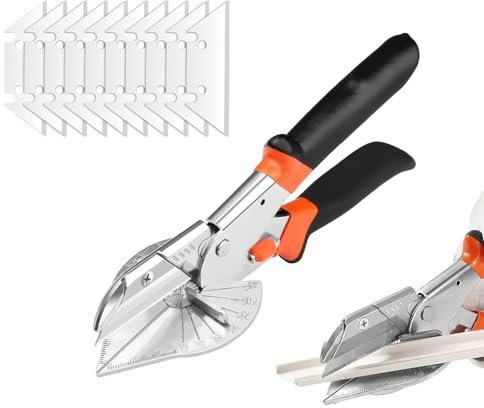 ANBOO Gehrungsschere Multi-Angle Angled Scissors with Adjustable Cutting Angles from 45 to 135 Degrees, Ideal for Cable Channels. Comes with 10 Replacement Blades for Precise Cutting