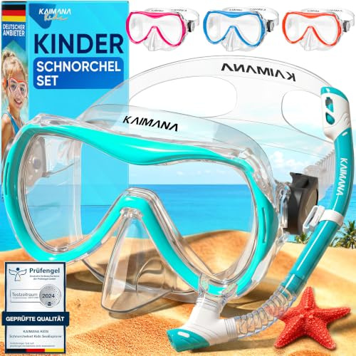 Das Neue KAIMANA® SeaExplorer Schnorchelset Kinder + Tragetasche, Taucherbrille mit Schnorchel, Taucherbrille Kinder, Alternative zur Schnorchelmaske Kinder, Taucherbrille mit Stoffband/Silikonband