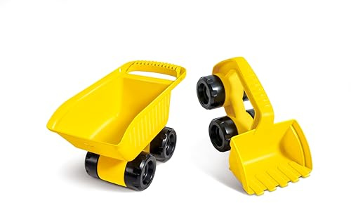 Hape Monster LKW-Duo - 2-teiliges Sandspielzeug-Set mit Kipper und Bagger, Outdoor-Spiel, Sandspielzeug, Lernspielzeug und Rollenspiel, für Kinder ab 18 Monaten