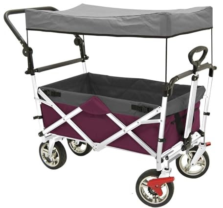 Campingwagen zum Schieben, 68 kg Tragkraft, All-Terrain, zusammenklappbar, Überdachung, Strand