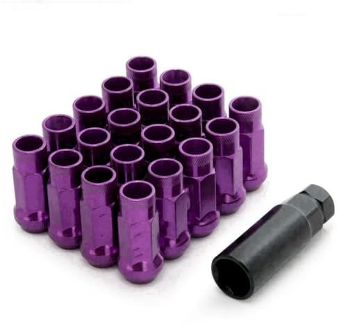 JJRFVBGT Radnabenbolzen Auto Stahl Acorn Felge Rad Lug Radmuttern M12X1.5 M12X1.25 Flache Unterlegscheibe Feststellradmuttern 20 Stücke(Purple,M12x1.25)
