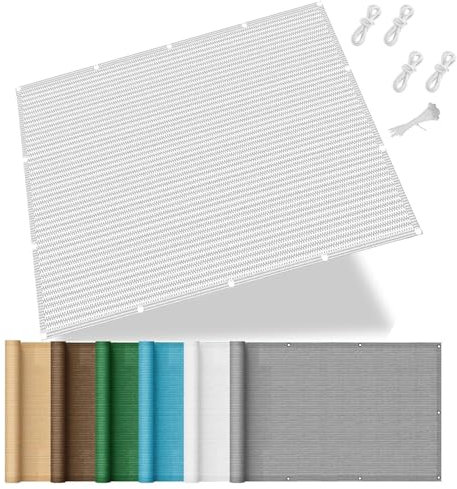 Sonnenschirm Segel Sonnenschutz Netz 190 x 200 cm HDPE Wetterbeständig Atmungsaktiv Sonnenschutzsegel Regenschutz Balkon Seitenmarkise für Außenbereich, Garten, Weiß