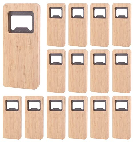 VDLLQYN, Abridor de botellas de cerveza con mango de madera, abridor de sacacorchos cuadrado, barra de acero inoxidable, accesorios de cocina, 15 piezas,Abrelatas
