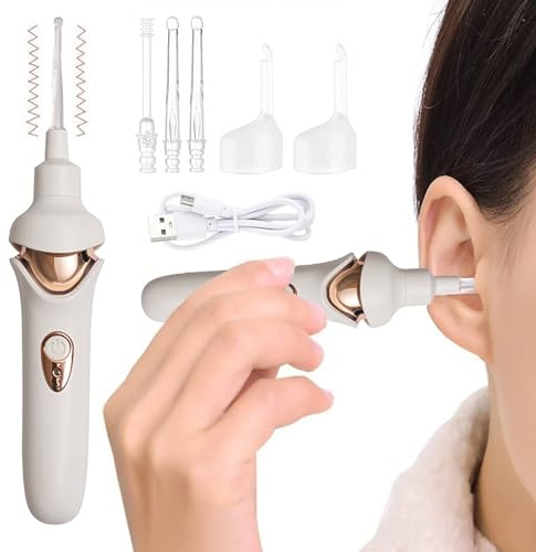 Ohrenschmalz Entferner- Elektrisch Ohrenreiniger, Sicheres Und Weiches Ear Cleaner, Mit 2 Waschbaren Ersatzköpfen Und Batterie, Geeignet Für Kinder Und Erwachsene Ohr Reinigung (B)