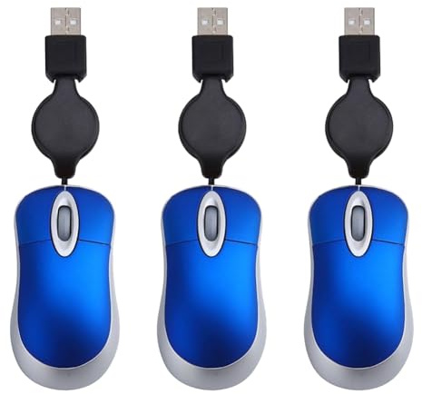 Sirxlevcy 3 Pezzi Mouse Cablato Mouse Retrattile Mouse con Filo Mini Mouse Mouse Ottico USB Mouse Cablato per Computer Portatile PC Facile da Installare Facile da Usare