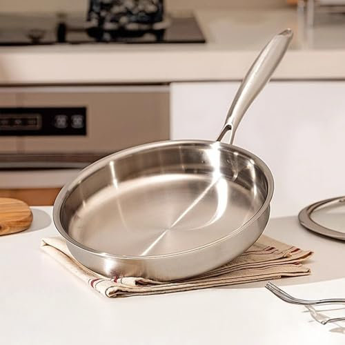 Stainless Steel Frying Pan with 5-Ply all clad stainless steel 10 Professional Cookware Durable Versatile Even Heating Dishwasher SafeSafe