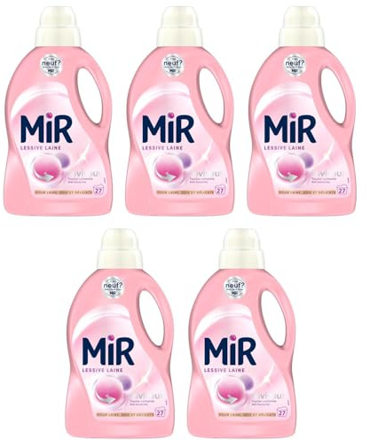 MIR - Lessive liquide Laine 27 Lavages - Lot de 5 x 1,350L