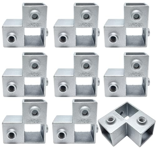 Hdtyyln Lot de 8 connecteurs de tube carré de 25 mm, 4 voies en forme de L, coupleurs d'angle de tube en alliage d'aluminium, joint fixe de tuyau, raccords de tube pour clôture d'étagère, stabilisé