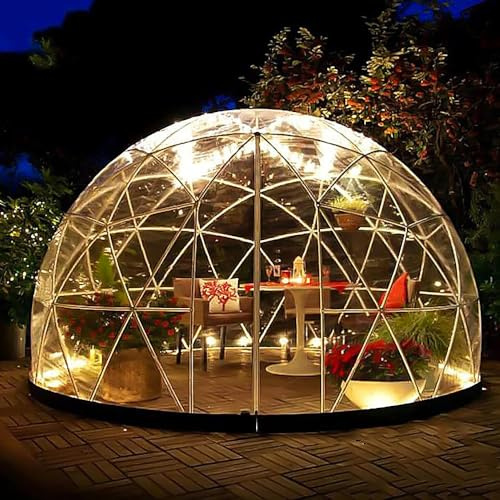 Tenda a igloo da giardino, resistente alle intemperie, trasparente, per feste all'aperto, tenda a bolle con corde luminose, 30 x 20 m in PVC
