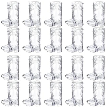 20Pcs Cowboy Boot Shot Glasses Plastic Cup Mini Glasses for Party Decorations
