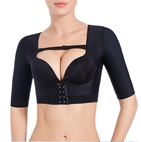 Tops Moldeadores para Mujer Sujetador Postoperatorio con Compresión en los Brazos Camiseta Sin Mangas Moldeadora Mejora la Postura Prenda Moldeadora para la Espalda(Schwarz,M)
