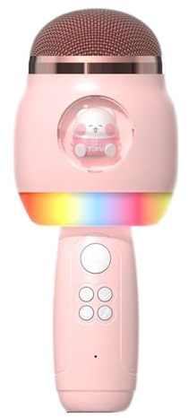Microphone sans Fil pour Chant, Microphone Karaoké | Enceinte Portable avec Lumières LED, Dessin Animé | Accessoires Chants sans Fil, Idéal pour La Maison, Le Plaisir en Plein Air