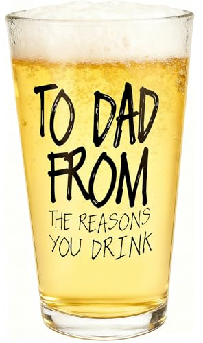 Gifts for Father,16 OZ/480ml Funny Beer Glass Stocking Stuffers for Men, Fathers Day Dad Gifts from Daughter Son Wife, Christmas Birthday Anniversary Retirement Valentines Day Presents for Him Husband