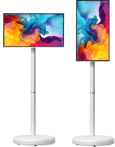 JIADUOFU Pantalla táctil Inteligente móvil 21,5, Monitor portátil 1080p 6+128G, batería 6000mAh con 10 Horas Vida útil, televisor táctil Giratorio 360° con Control Remoto, con 8millones