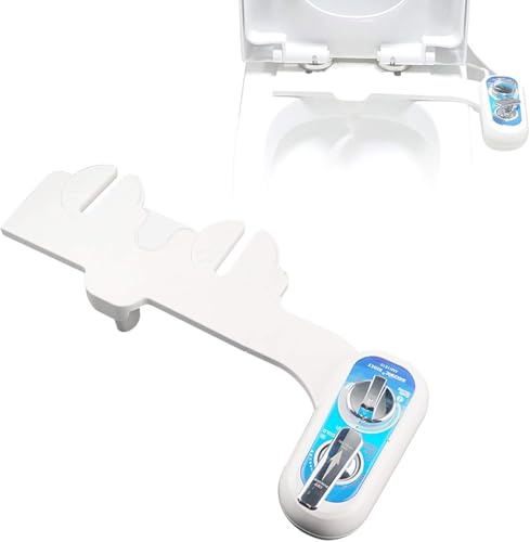 Attacco Sedile WC Bidet HD Sinistro, Bidet Spray Acqua Dolce Calda E Fredda con Ugelli Autopulenti, Controllo della Pressione dell'Acqua, Bidet Sedile Water Non Elettrico, White