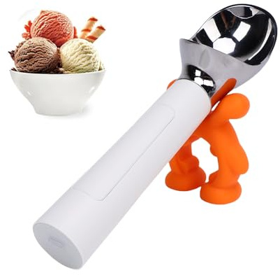 Elprico Scoop de Crème Glacée Chauffée, Cuillère à Réchauffement électrique Rechargeable avec Affichage LED et Chauffage Automatique, IP67 étanche pour la Crème Glacée Surgelée Dure (WHITE)