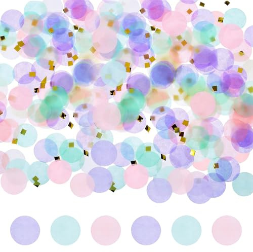 Yatrosynth 50g Coriandoli Carta Rotondi, 1cm Coriandoli con Brillantini Rotondi, Decorazioni Rotonde da Spargere sulla Tavola, per Palloncini, Tavolo, Confezione Regalo, Festa - Viola Rosa