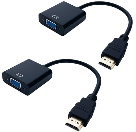 CanQuanSWZX 2PCS Adaptateur HDMI vers VGA, Convertisseur HDMI vers VGA Femelle, Adaptateur VGA vers HDMI pour Ordinateur, Moniteur, Projecteur, Télévision, Compatible avec Appareils Multimédia