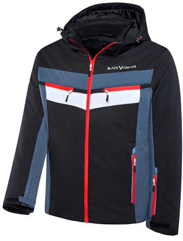 Black Crevice Herren Skijacke I Wasserdichte & Winddichte Winterjacke Herren (10.000 mm) I Atmungsaktive Ski- & Outdoorjacke mit Schneefang & abnehmbarer Kapuze I Warm & funktional